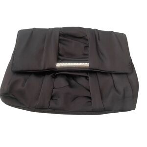 Steve Madden Clutch Handbag Black Rhinestone‎ inlay 100% Polyester Silver Inside